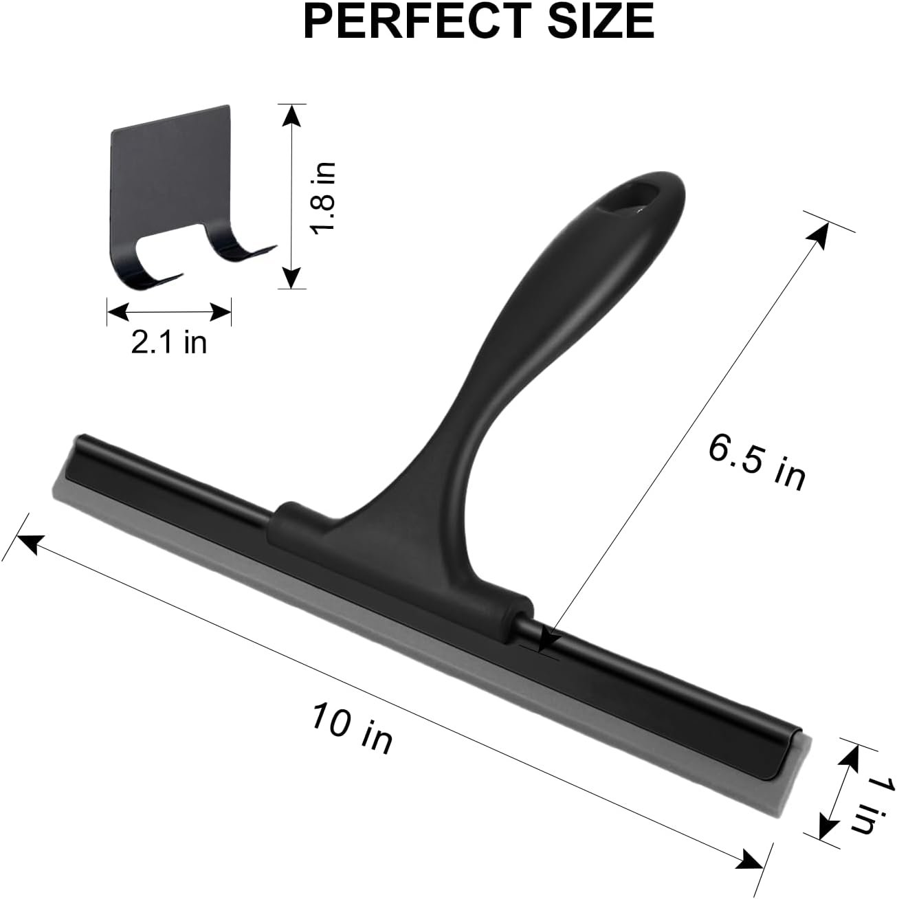 Squeegee for Shower Glass Door, 10 Inches, Black | Stainless Steel Shower Squeegee for Glass Doors, All-Purpose Window Squeegee for Shower Mirror Bathroom Car Window Cleaning - Image 2