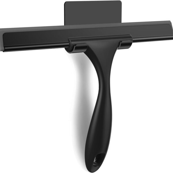 Squeegee for Shower Glass Door, 10 Inches, Black | Stainless Steel Shower Squeegee for Glass Doors, All-Purpose Window Squeegee for Shower Mirror Bathroom Car Window Cleaning