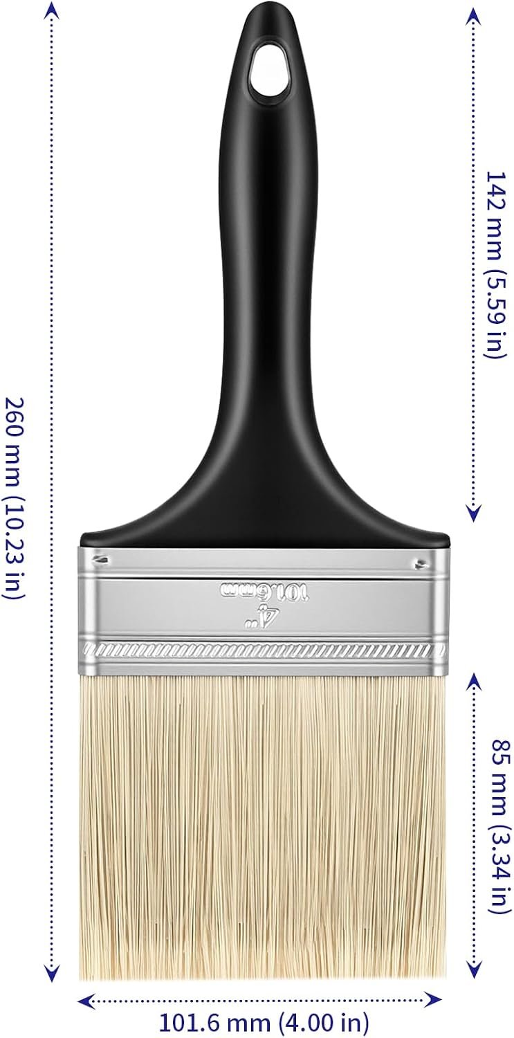 15 PCS 4 Inch Paint Brushes Bulk, Plastic Handle Home Repair Flat Paint Brushes Tools for Acrylic Painting Outdoor Use Wall - Image 2