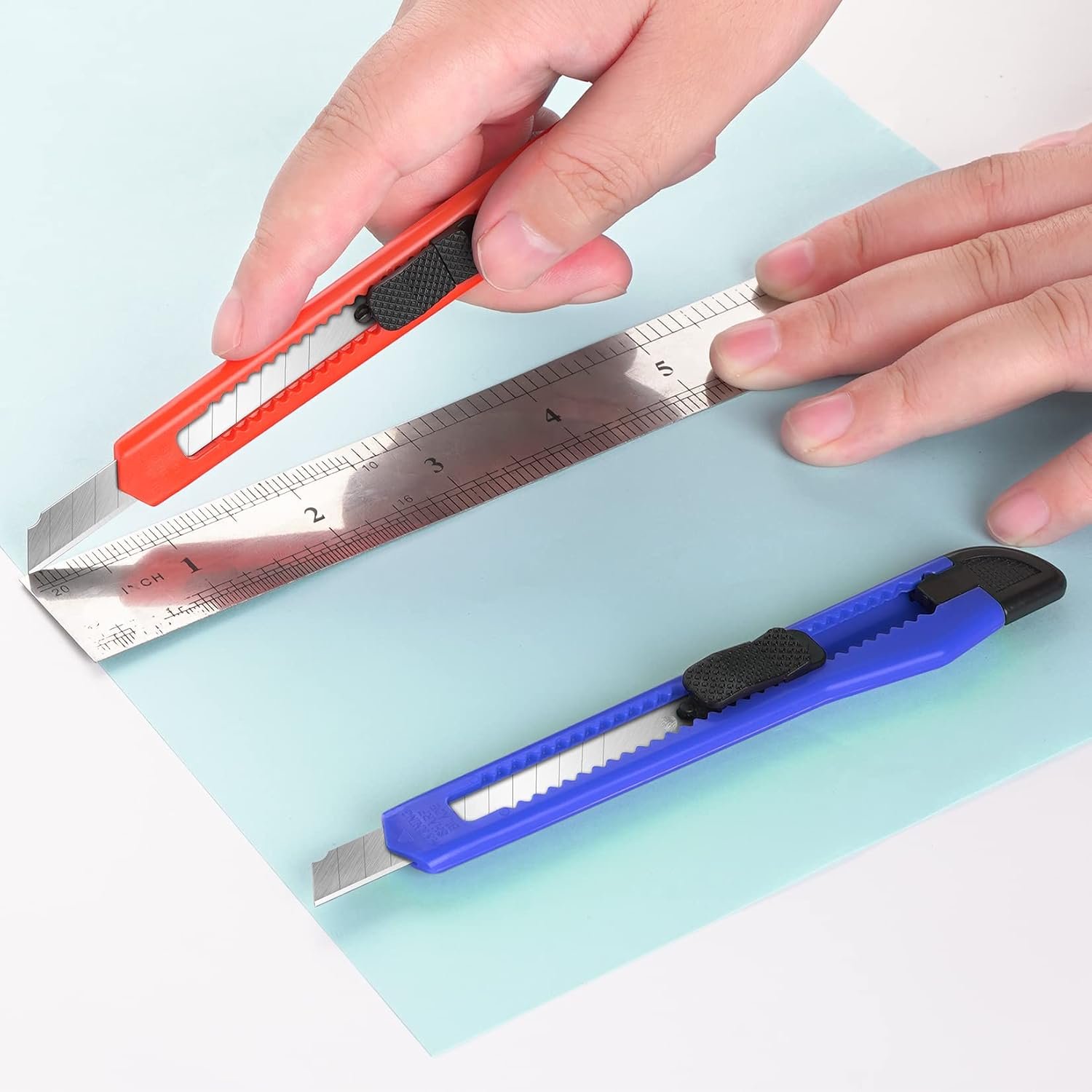 24Pack Box Cutters (9MM Wide Blade Cutter) Utility Knife Box Cutter Retractable, Compact, Extended Use for Heavy Duty Office, Home, Arts Crafts, Hobby(Mix) - Image 2