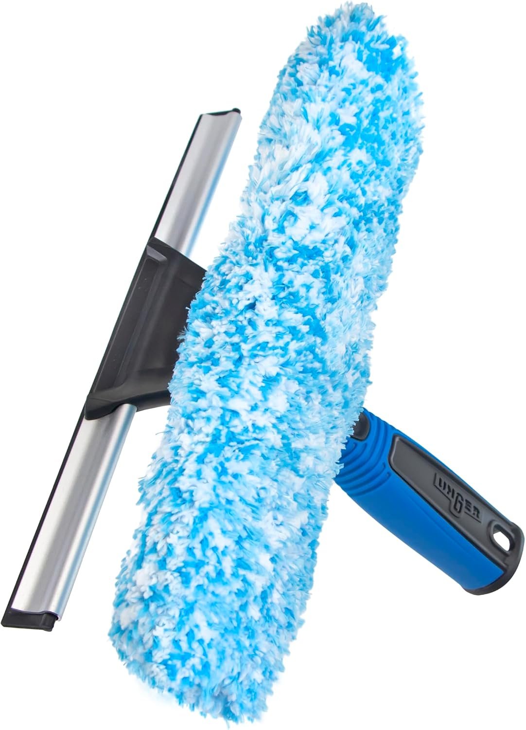 Professional Connect and Clean 2-in-1 Squeegee and Scrubber, 10” Window Cleaning Tool, Commercial and Residential Use, Washer Cleaner Supplies to Remove Excess Water and Dry