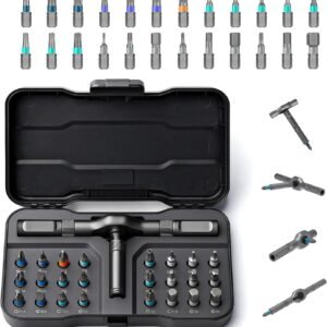 2026 New 24 in 1 Magnetic Ratchet Screwdriver Set, DIY Screwdriver Set with Detachable Handle, Portable Compact Repair Tool Kit for Furniture Laptop Electronicsv Bicycle
