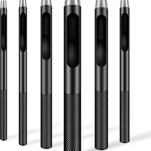 6PCS Leather Hole Punch Set (1.5mm-5mm) | Industrial Grade Stainless Steel Belt Hole Puncher for Leather Craft, Watch Bands, Gasket Belts | Hand-Polished Sharp Blades & Durable Design