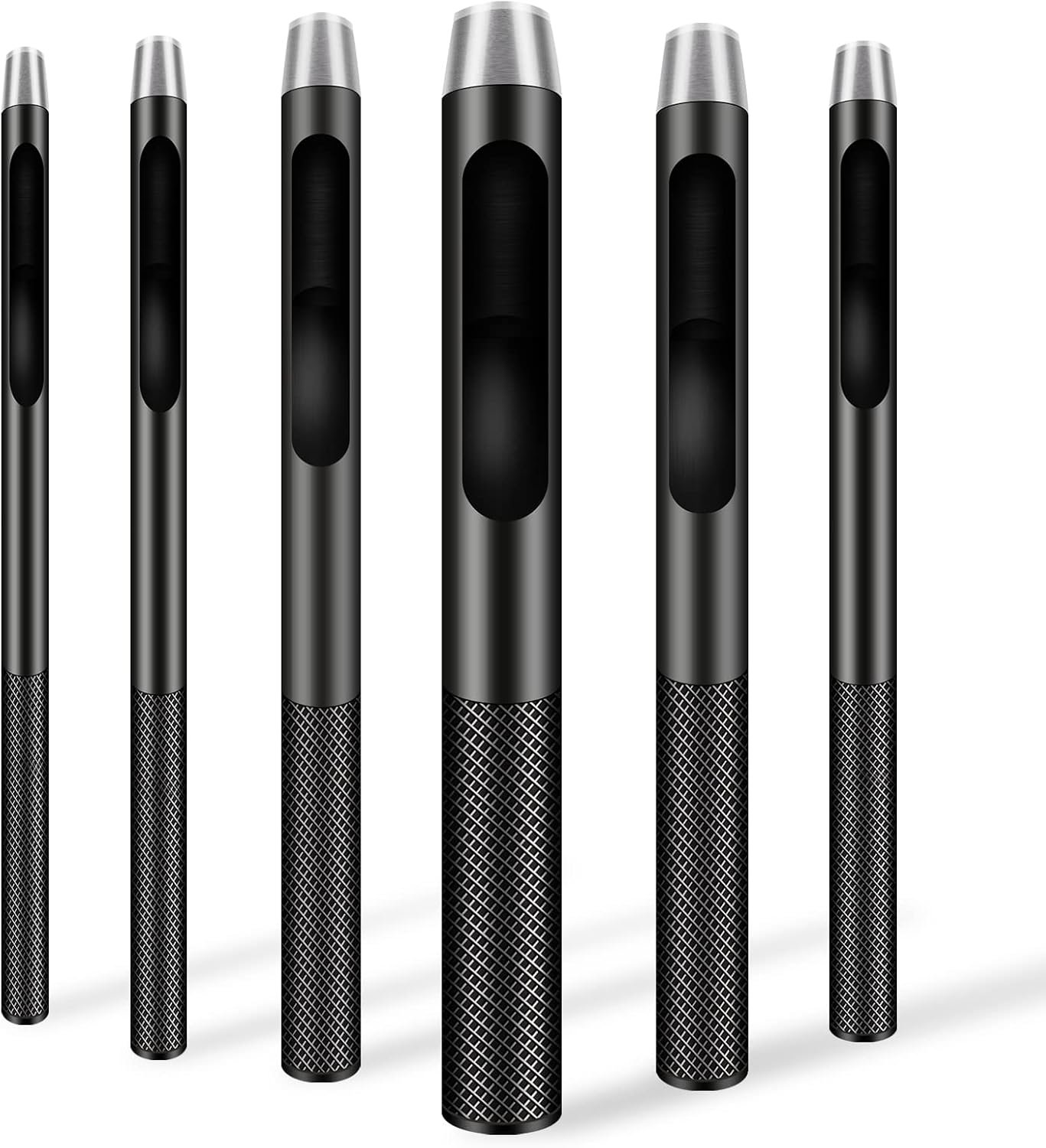 6PCS Leather Hole Punch Set (1.5mm-5mm) | Industrial Grade Stainless Steel Belt Hole Puncher for Leather Craft, Watch Bands, Gasket Belts | Hand-Polished Sharp Blades & Durable Design