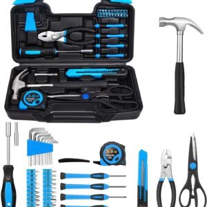 39 Piece Basic Home Tool Set Household Tool Set General Repair Small Hand Tool Kit in Toolbox Storage Case for Home Garage Office College Dormitory Use, Blue