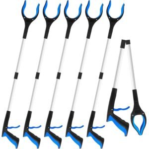 6 Pack 32 Inch Commercial Trash Grabber Tool for Elderly Assist, Foldable | Heavy Duty Grabber Reacher Tool with Ergonomic Handle & Non-Slip Grip, Multi-Use Outdoor Home Cleanup Mobility Aid Tool