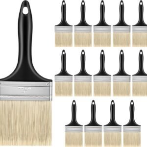 15 PCS 4 Inch Paint Brushes Bulk, Plastic Handle Home Repair Flat Paint Brushes Tools for Acrylic Painting Outdoor Use Wall