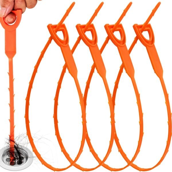 Drain Snake Drain Clog Remover Tool 4 Pack 20 Inch Flexible Hair Removal for Sink Shower Tub and Toilet with Grip Handle Easy Use Kitchen Bathroom Pipe Cleaner-