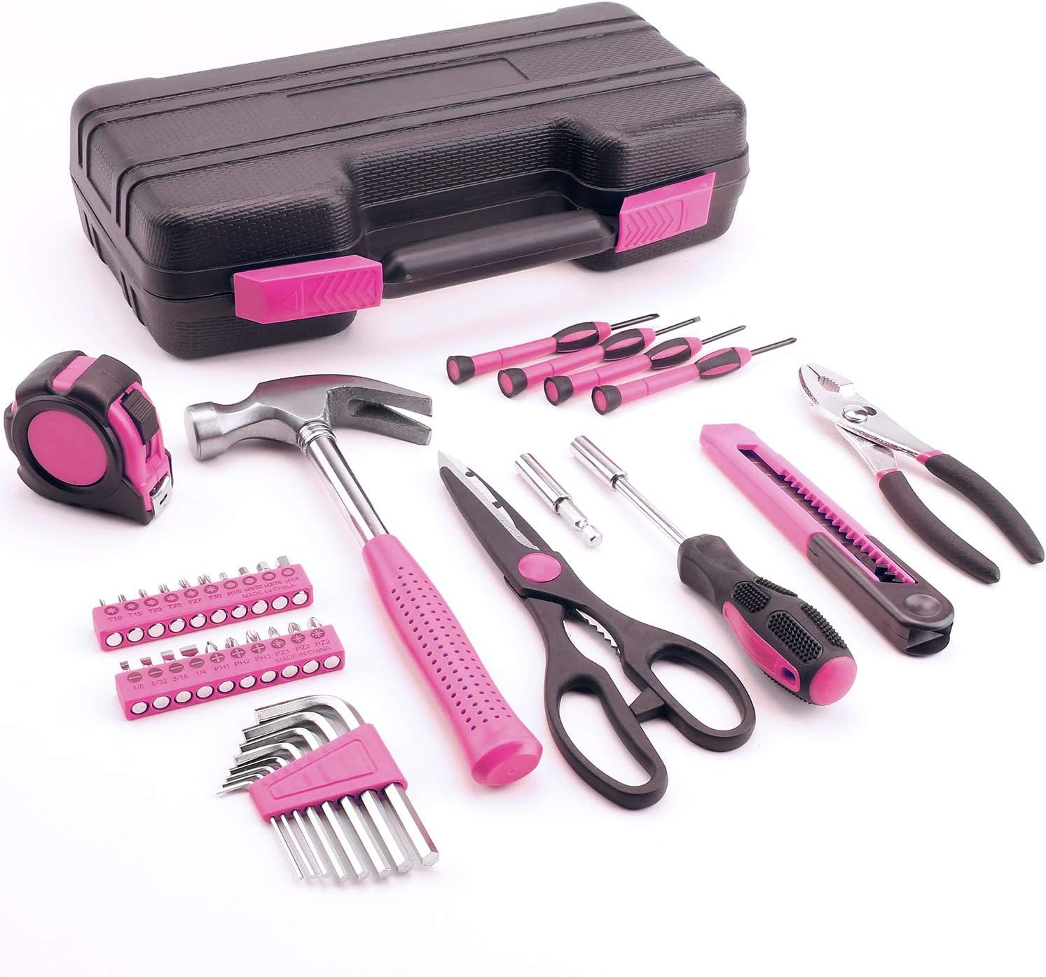40-Piece All Purpose Household Pink Tool Kit for Girls, Ladies and Women - Includes All Essential Tools for Home, Garage, Office and College Dormitory Use - Image 2
