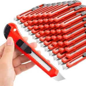 30 Pack Box Cutter Retractable, 18mm Utility Knife, Snap-Off Blade | Box Knife for Cardboard, Art, Crafts, Paper, Box Cutters Bulk for Home, Office, Warehouse Use, Razor Knives